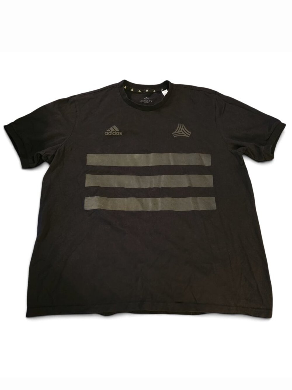 Adidas Black Three Stripe TShirt Men's Sz L/XL Preowned